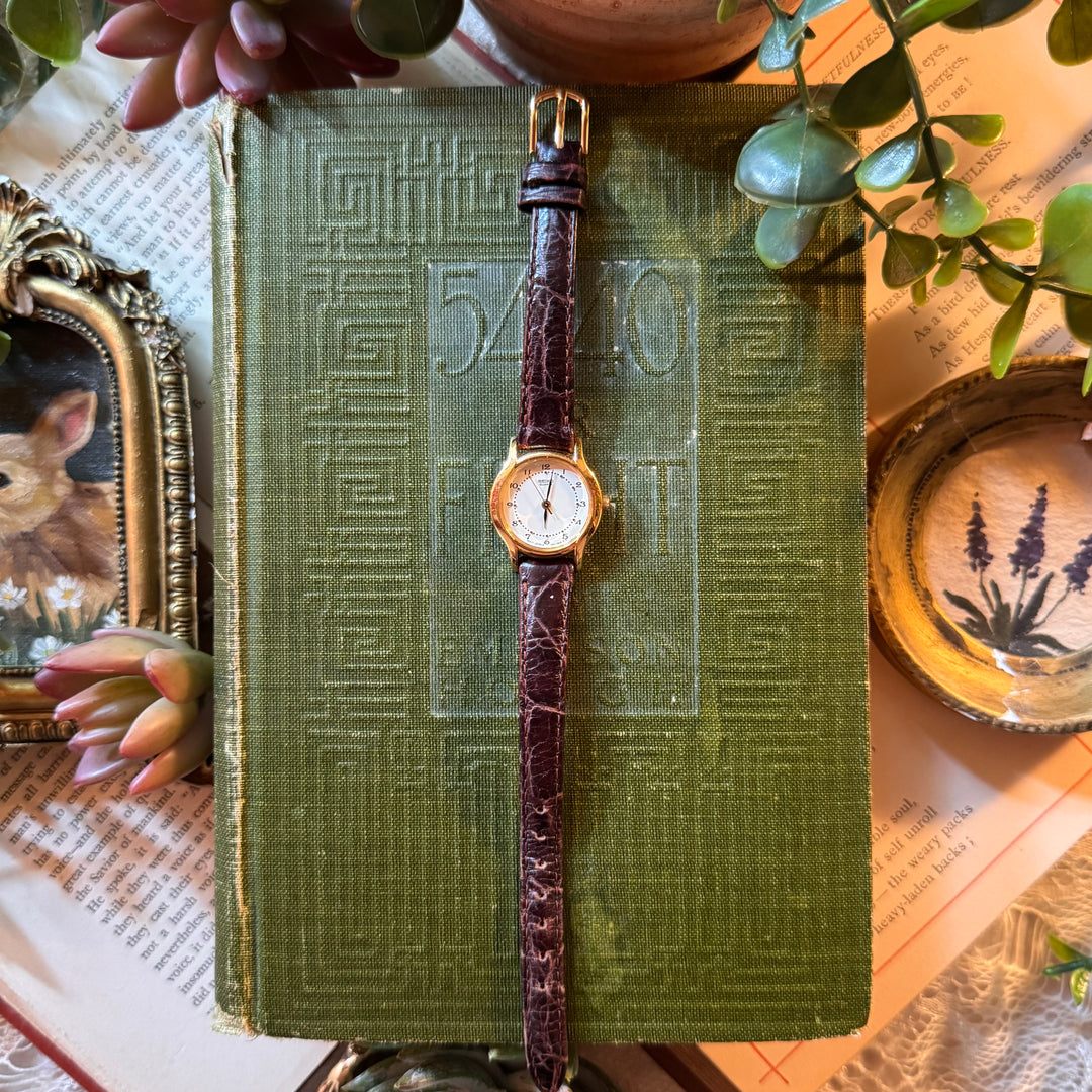 Gold Brown Leather Watch
