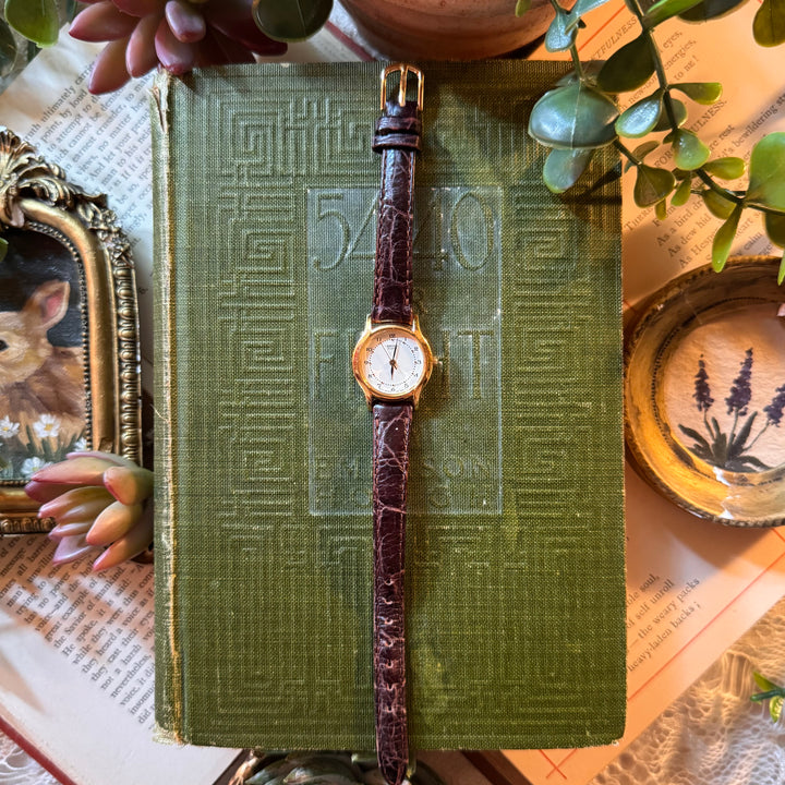 Gold Brown Leather Watch