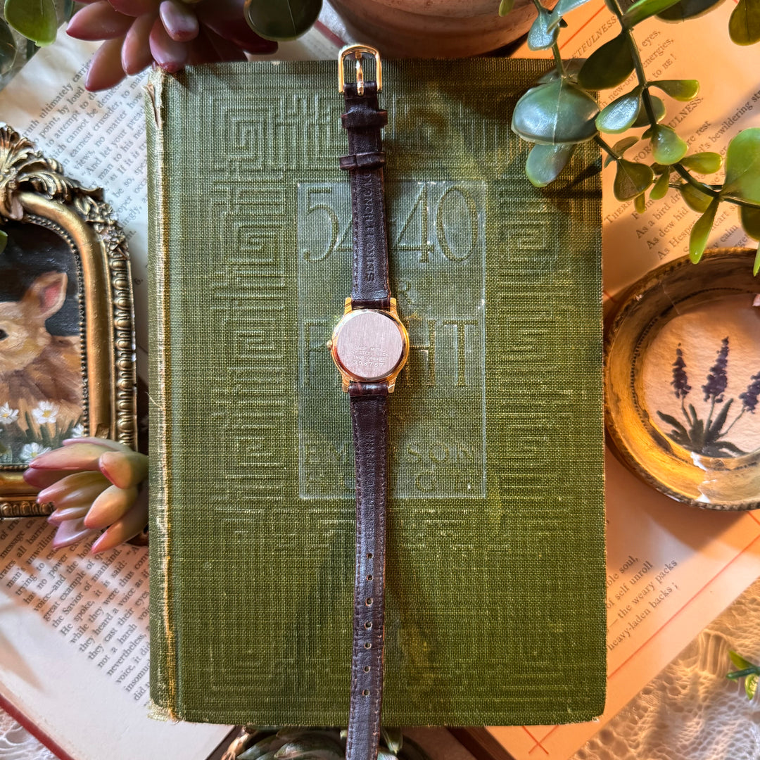 Gold Brown Leather Watch