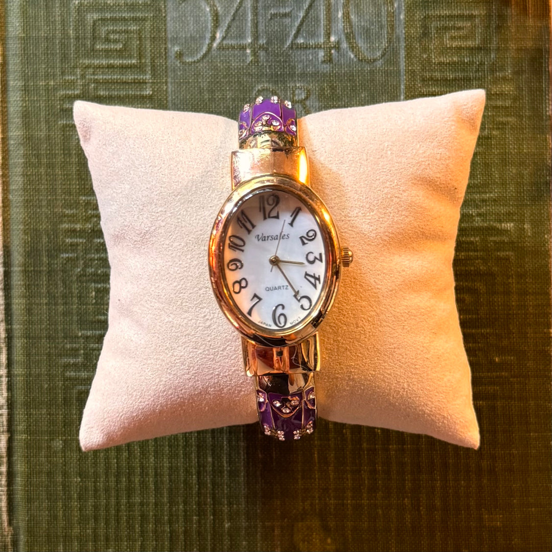 Gold Enamel Cuff Watch