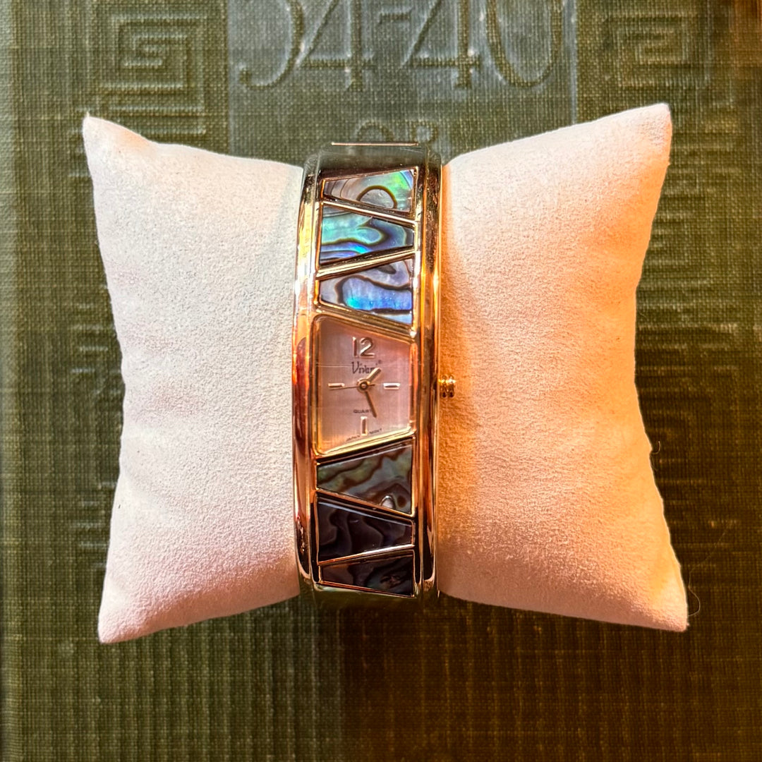 Gold Abalone Bangle Watch