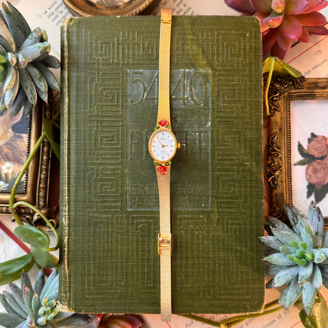 Gold Watch with Roses