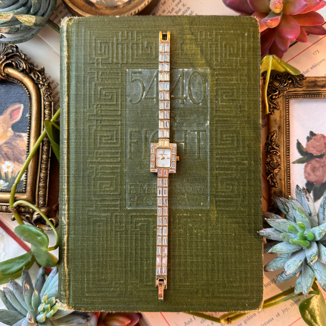 Gold Watch with Baguette Rhinestones