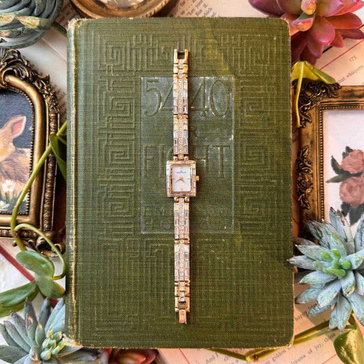Gold Watch with Rhinestones