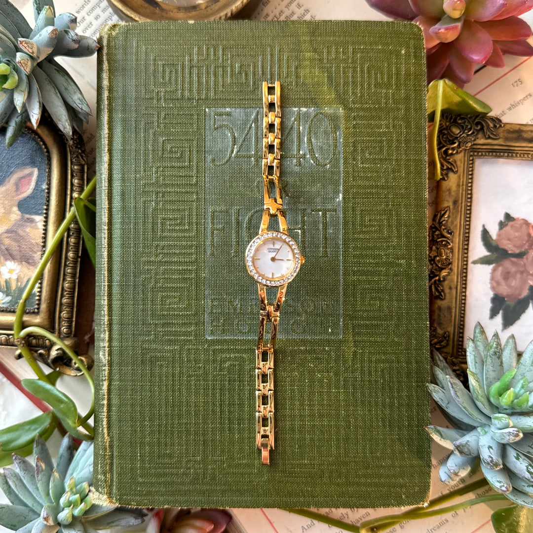 Gold Watch with Rhinestones