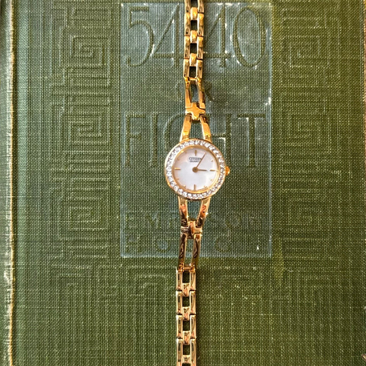 Gold Watch with Rhinestones