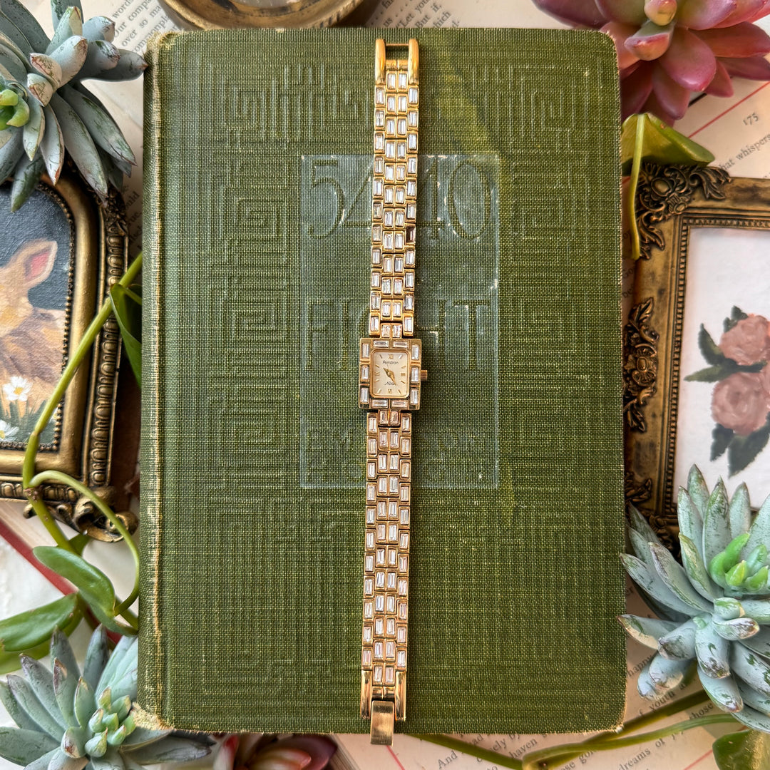 Gold Watch with Rhinestones
