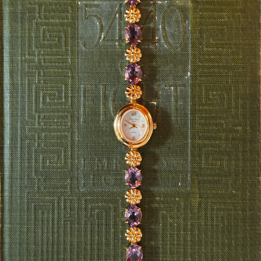 Extremely Rare Gold Watch with Genuine Amethyst Stones