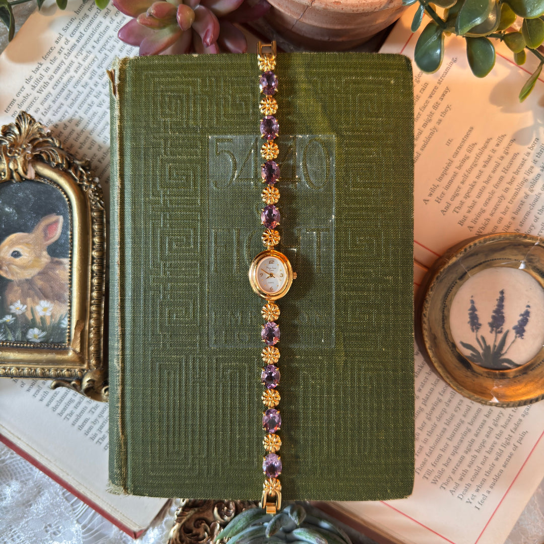 Extremely Rare Gold Watch with Genuine Amethyst Stones