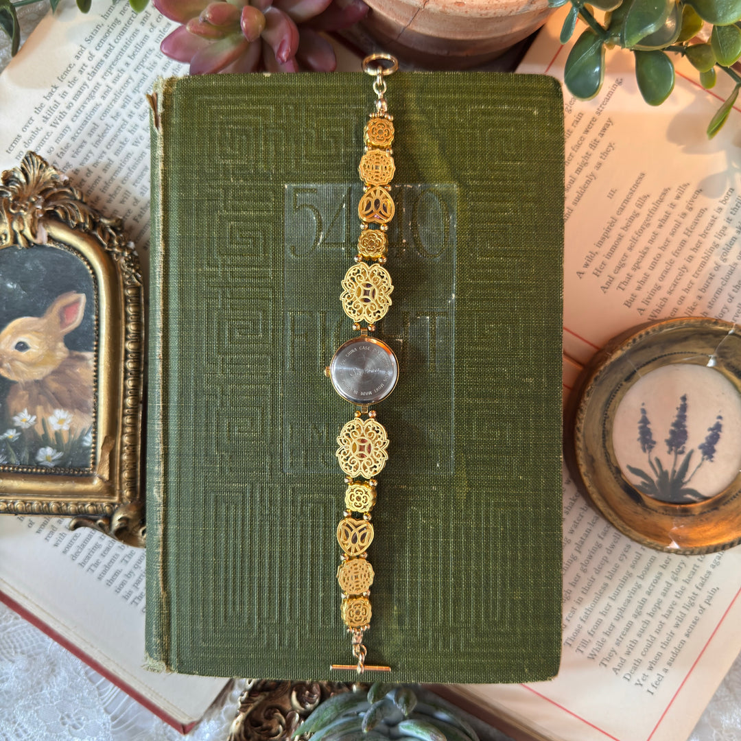 Gold Handmade Pink & Pearl Watch