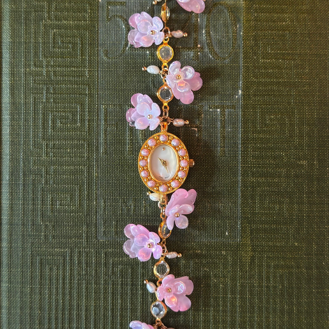 Handmade Gold Floral Charm Watch