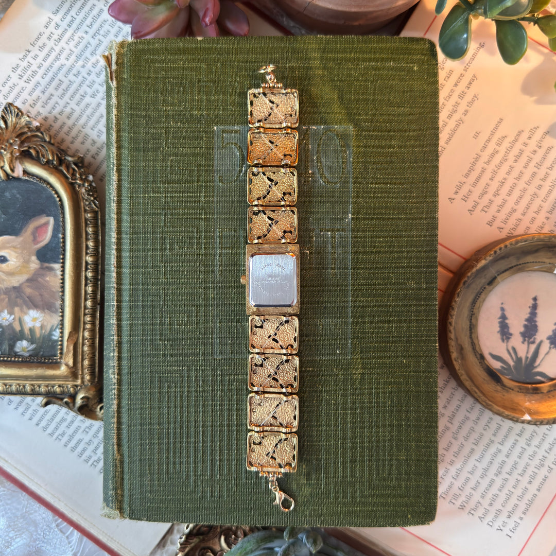 Repurposed Gold Floral Enamel Watch