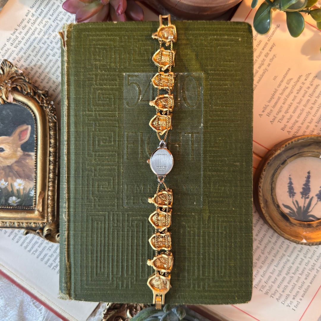 Repurposed Gold Bird House Charm Watch