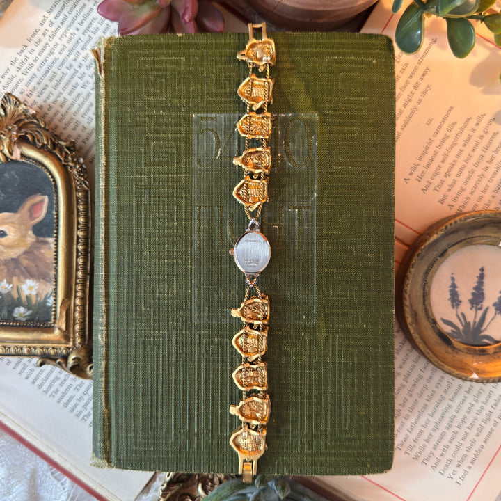 Repurposed Gold Bird House Charm Watch