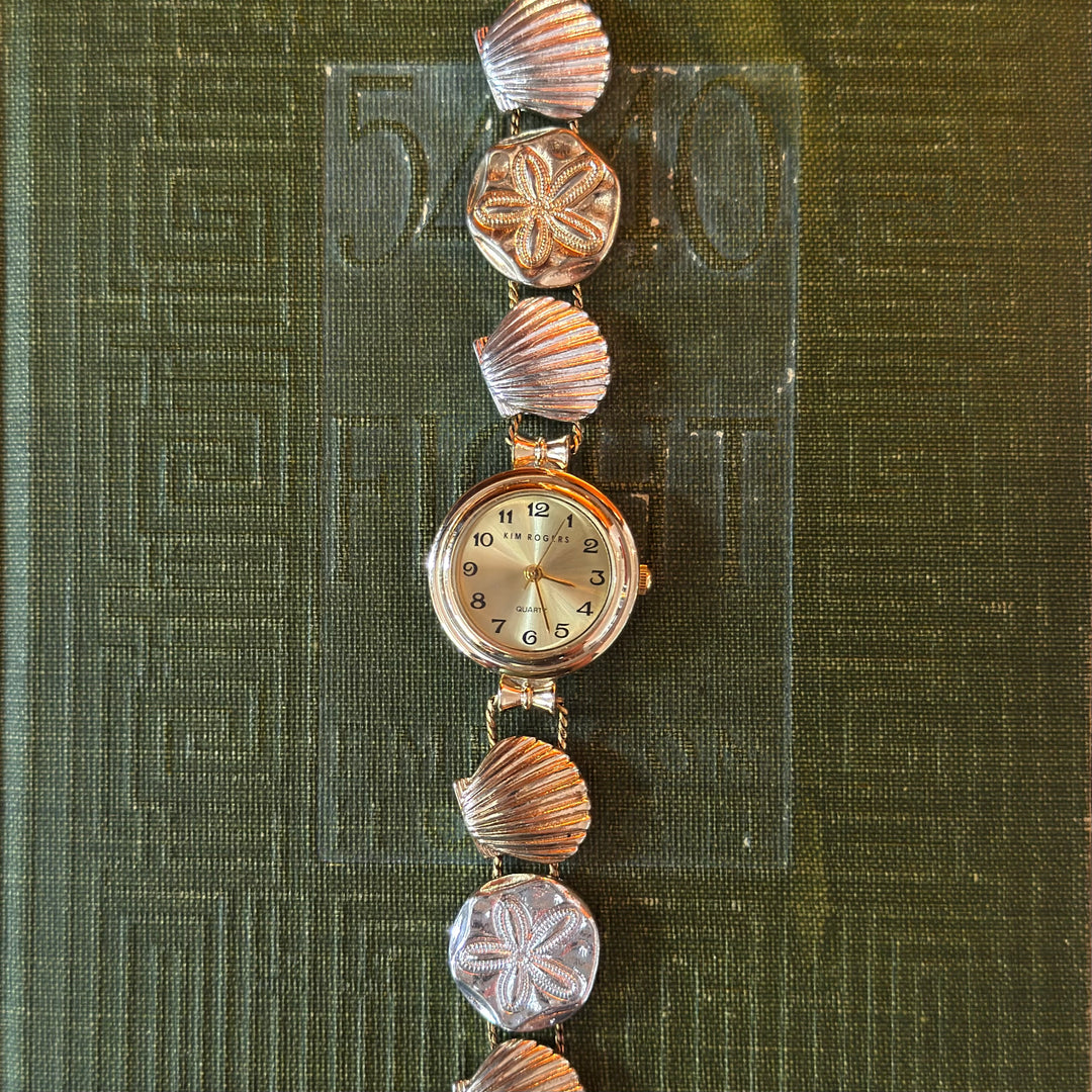 Two Tone Clam & Sand Dollar Charm Watch