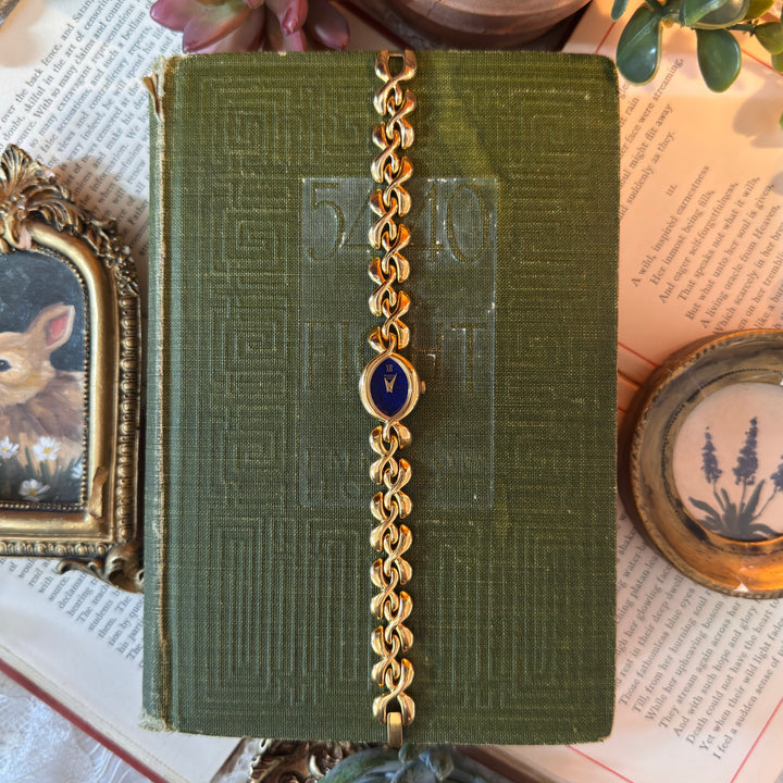 Gold Watch with Navy Blue Face