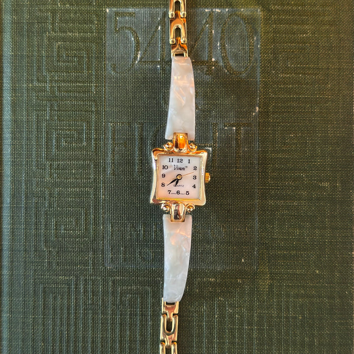 Gold Watch with Mother of Pearl like Band
