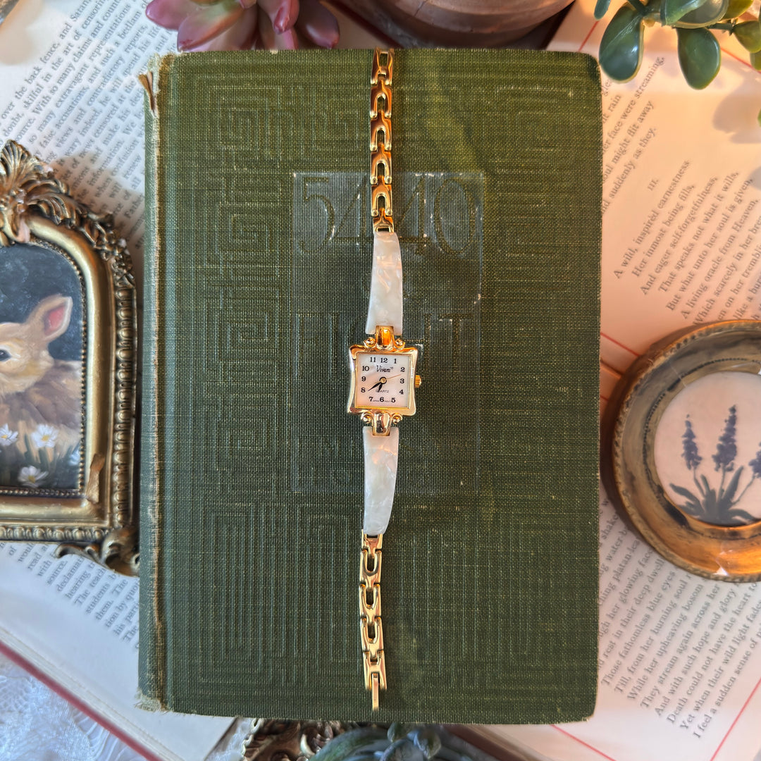 Gold Watch with Mother of Pearl like Band
