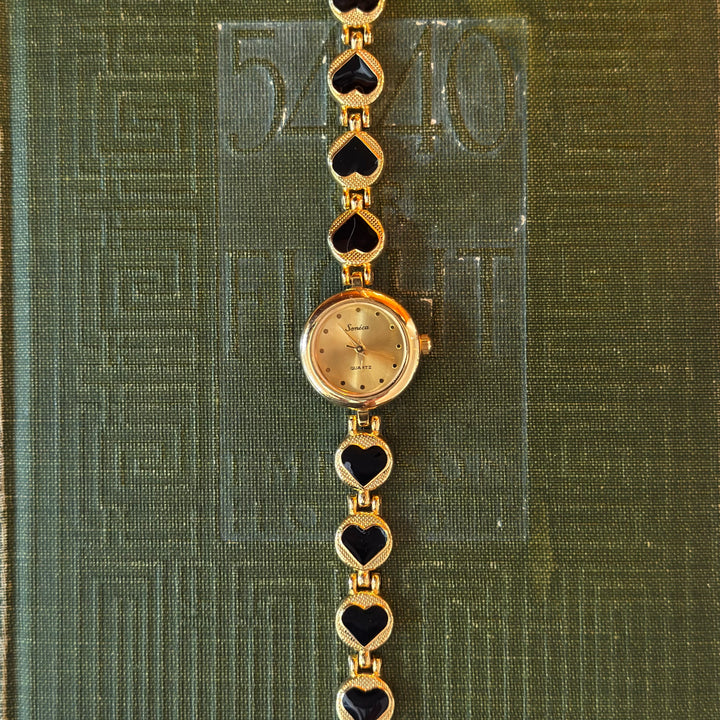 Gold Black Heart Watch