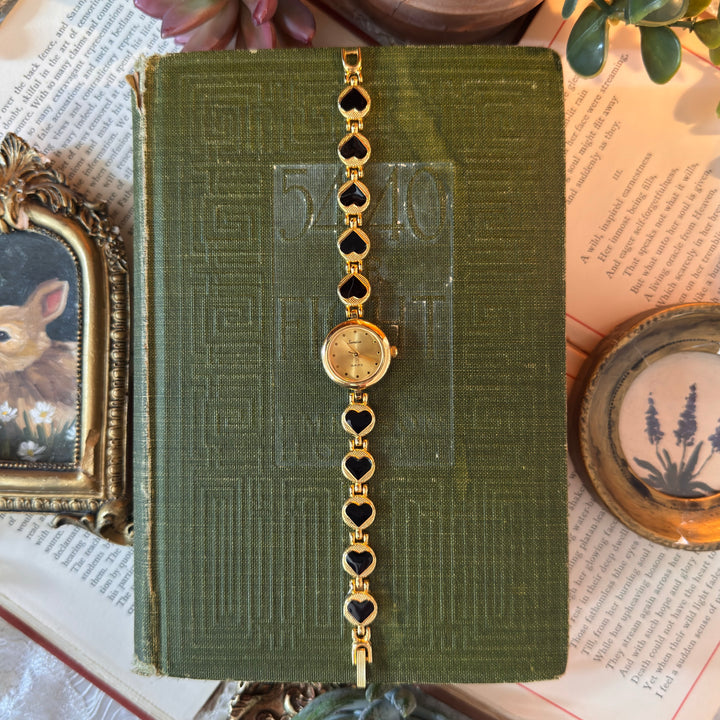 Gold Black Heart Watch