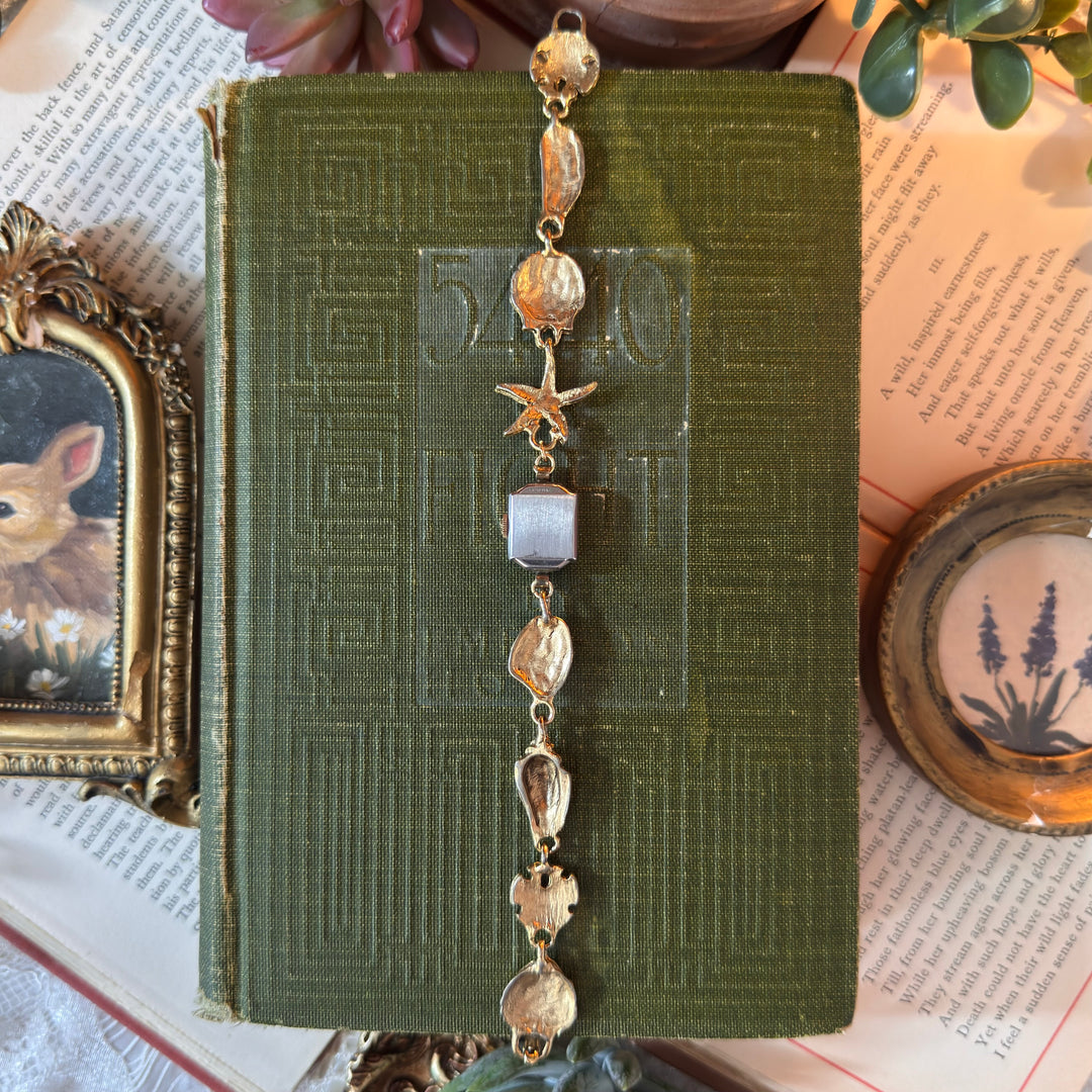 Handmade Gold Watch with Sea Theme Band