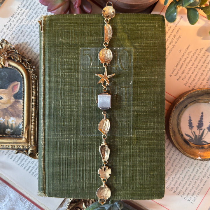Handmade Gold Watch with Sea Theme Band