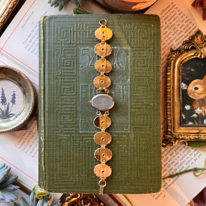 Repurposed Gold Floral Enamel Watch