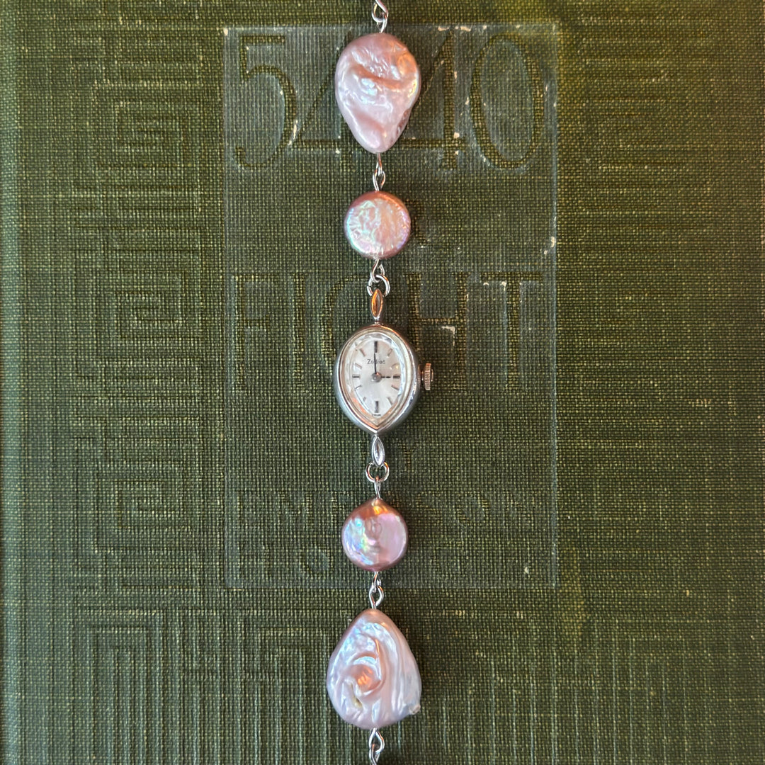 Handmade Silver 10K RGP Watch with Genuine Pearls