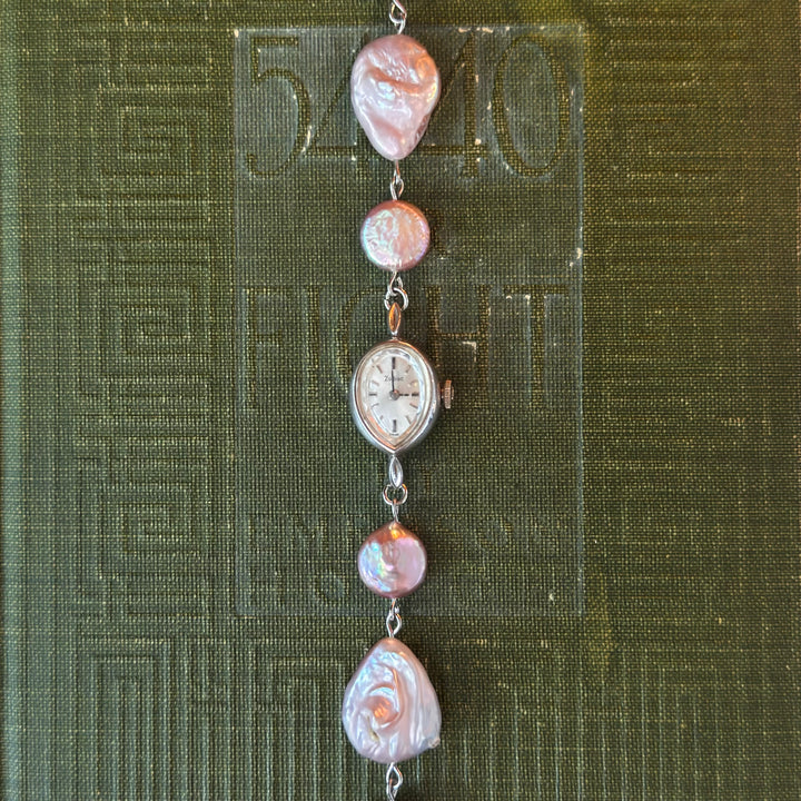 Handmade Silver 10K RGP Watch with Genuine Pearls