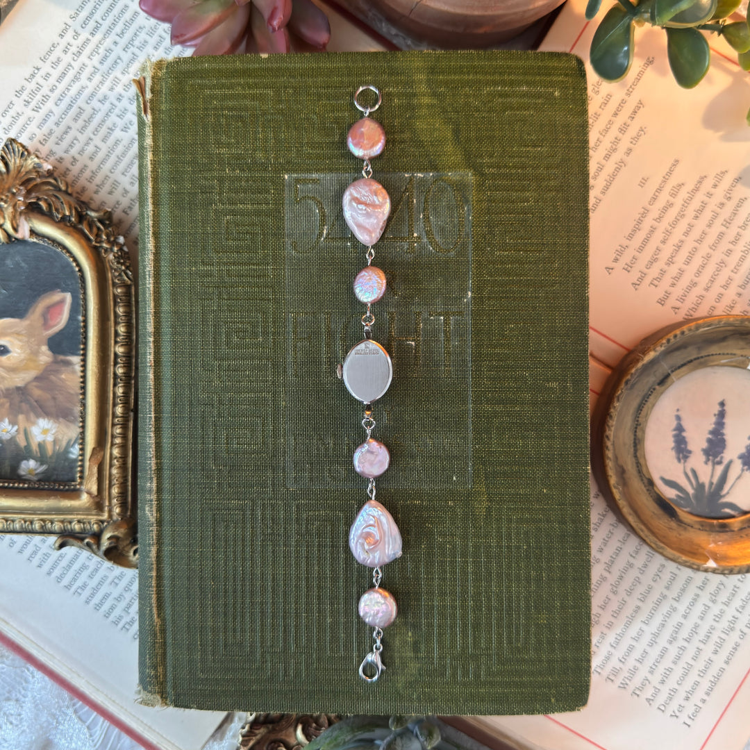 Handmade Silver 10K RGP Watch with Genuine Pearls
