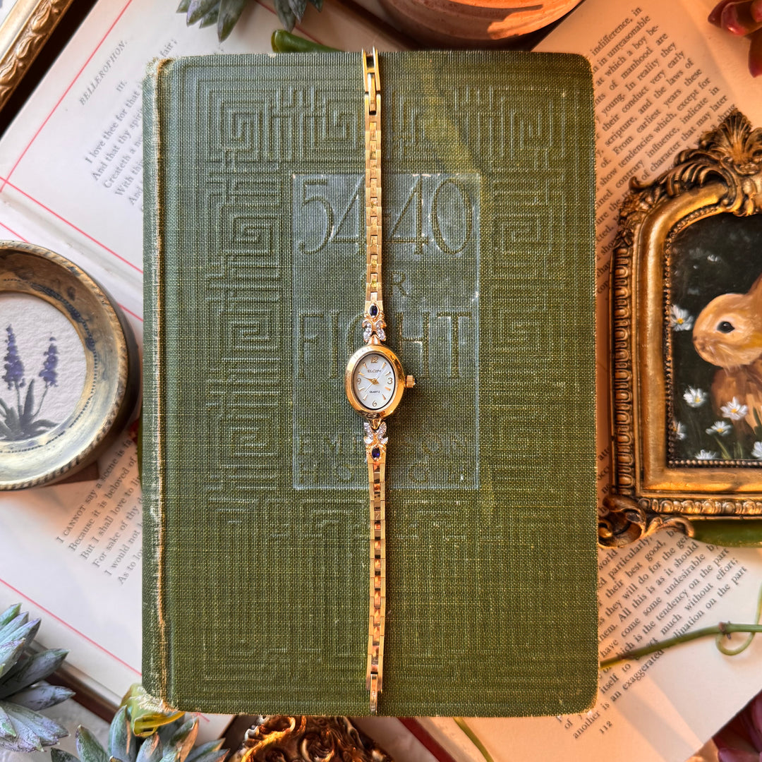 Two Tone Watch with Genuine Gemstones