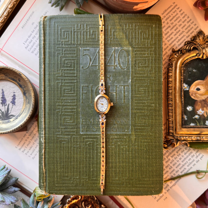 Two Tone Watch with Genuine Gemstones