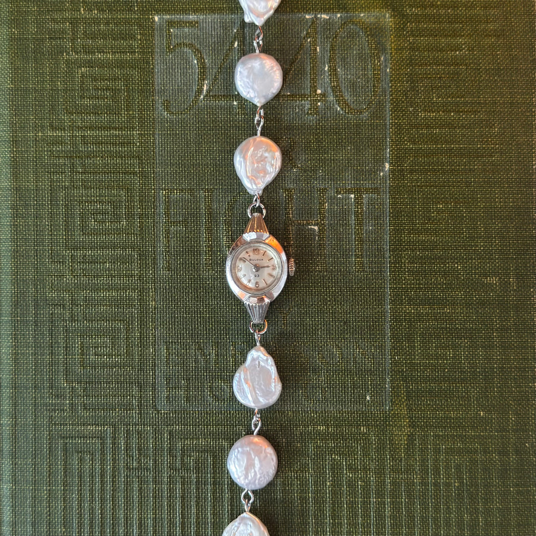 Handmade Silver 10K RGP Watch with Genuine Pearls