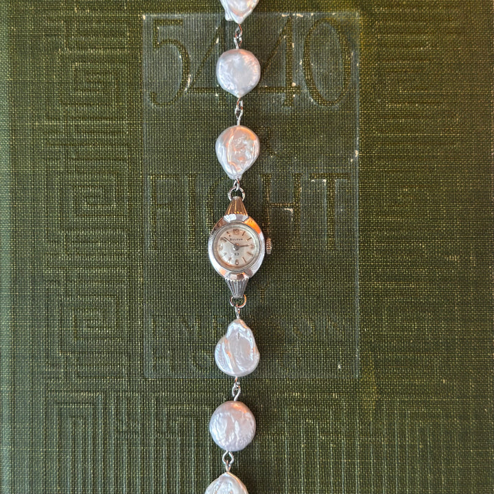 Handmade Silver 10K RGP Watch with Genuine Pearls