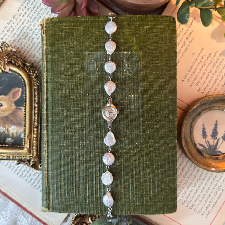 Handmade Silver 10K RGP Watch with Genuine Pearls