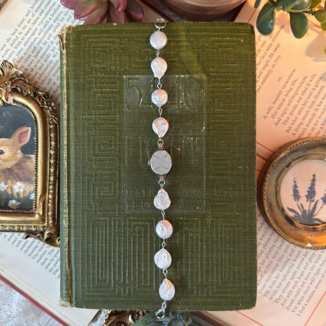 Handmade Silver 10K RGP Watch with Genuine Pearls