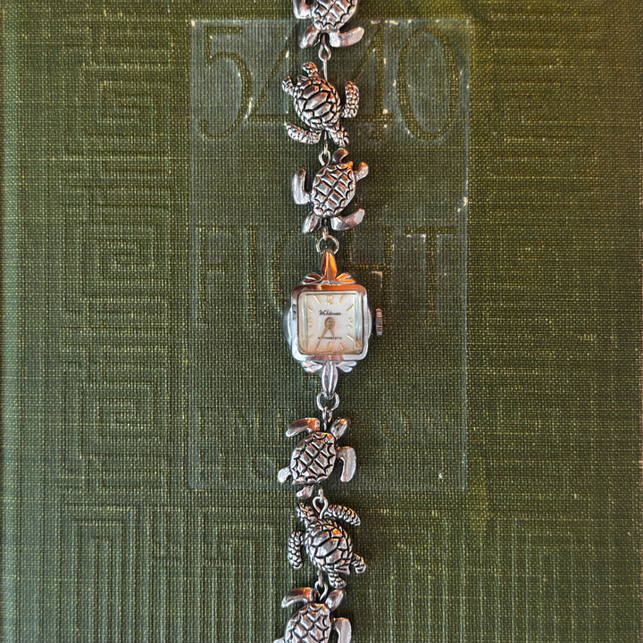 Handmade Silver Watch with Turtle Charms