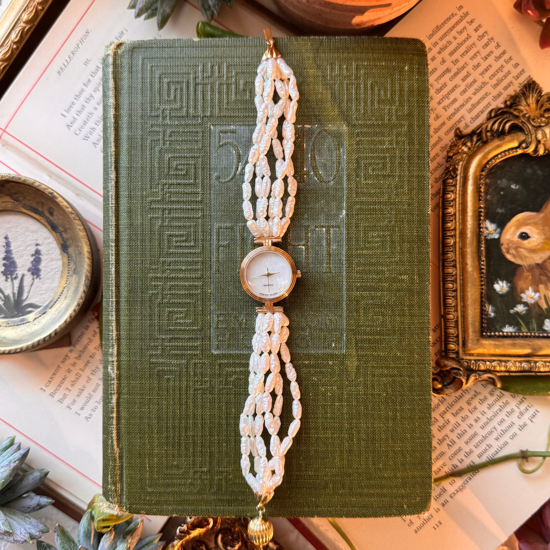 Gold Rice Bead Pearl Watch
