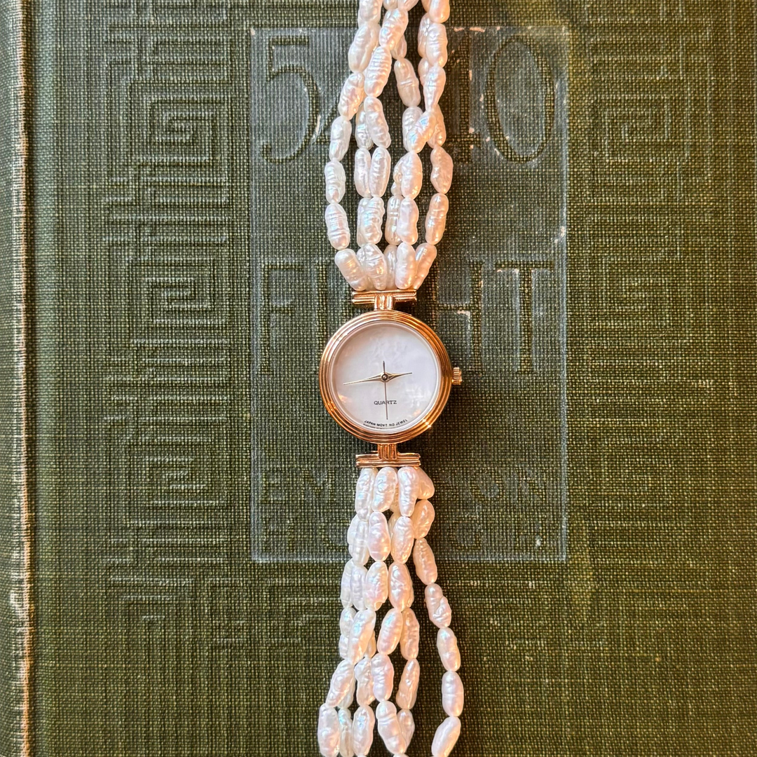 Gold Rice Bead Pearl Watch
