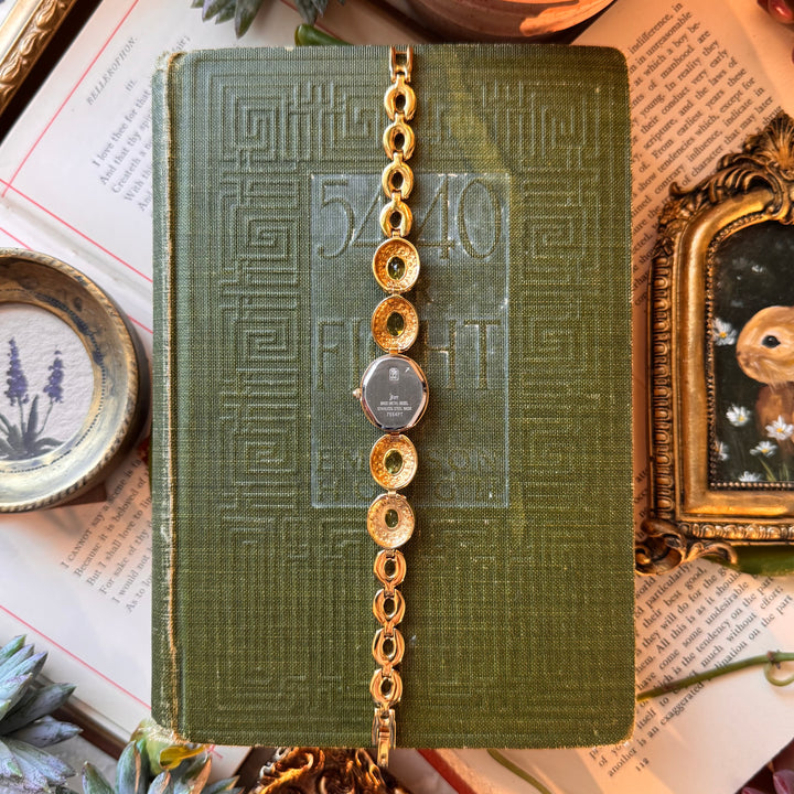 Gold Jules Jurgensen Watch with Genuine Peridot Stones