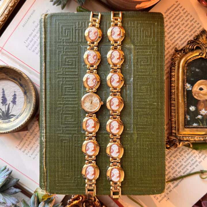 Gold Cameo Watch with Matching Bracelet