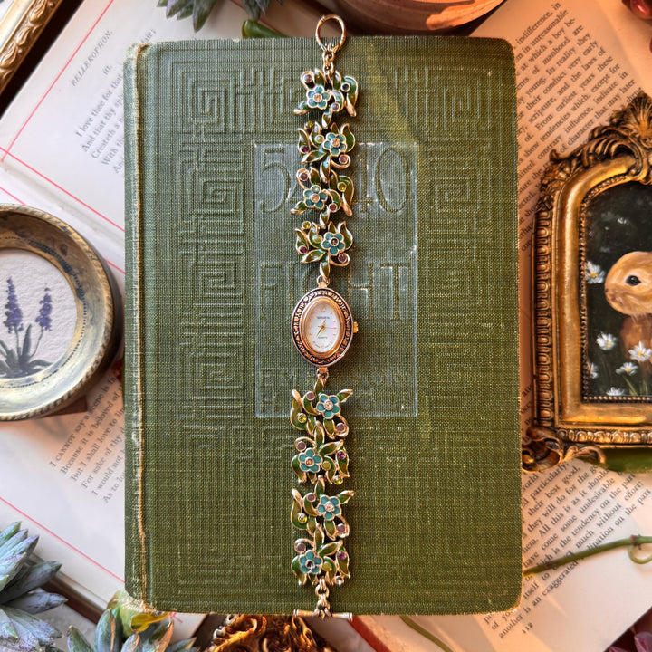 Repurposed Gold Floral Watch