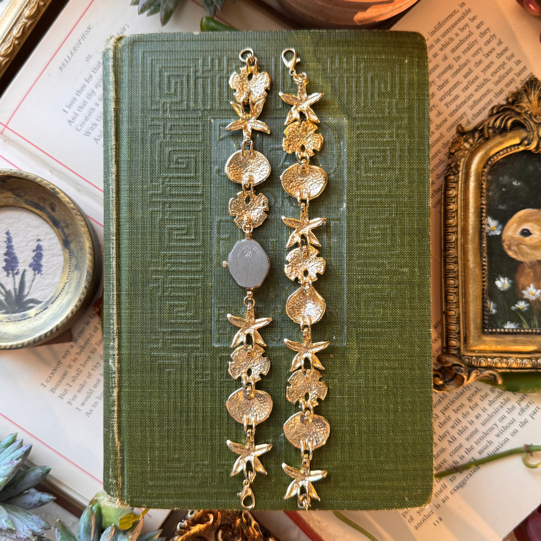 Repurposed Gold Sea Theme Watch with Matching Bracelet