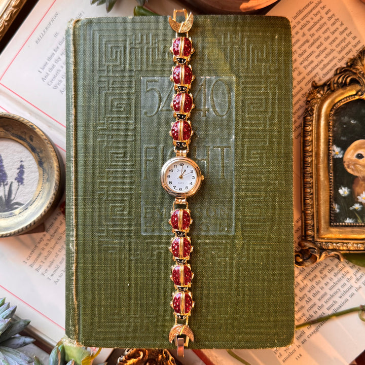 Repurposed Gold Lady Bug Watch