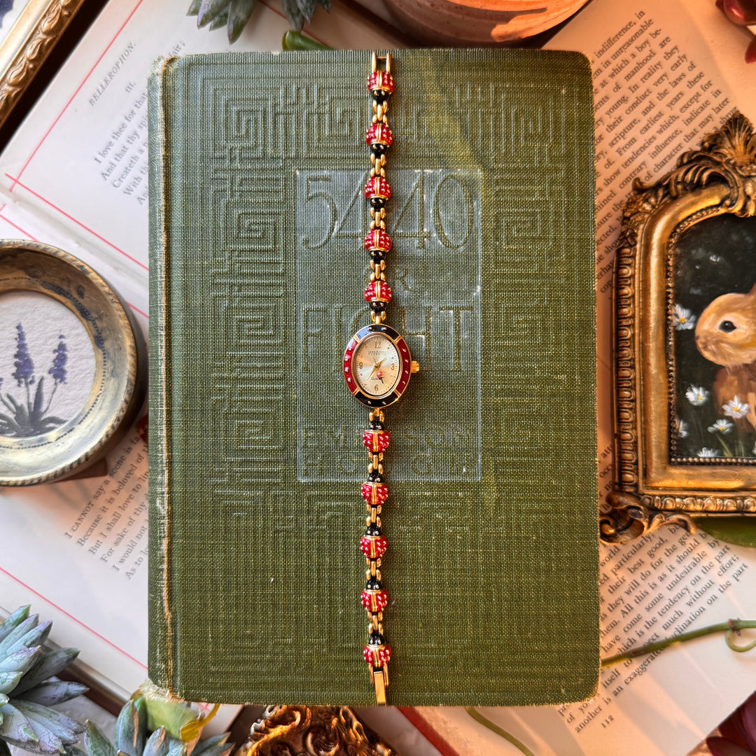 Extremely Rare gold Joan River Lady Bug Watch