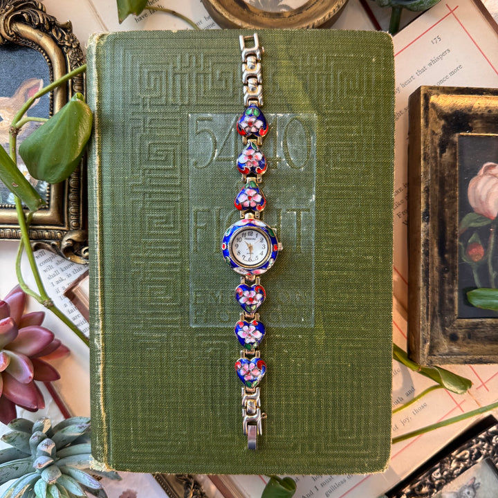 Gold Heart Cloisonné Watch