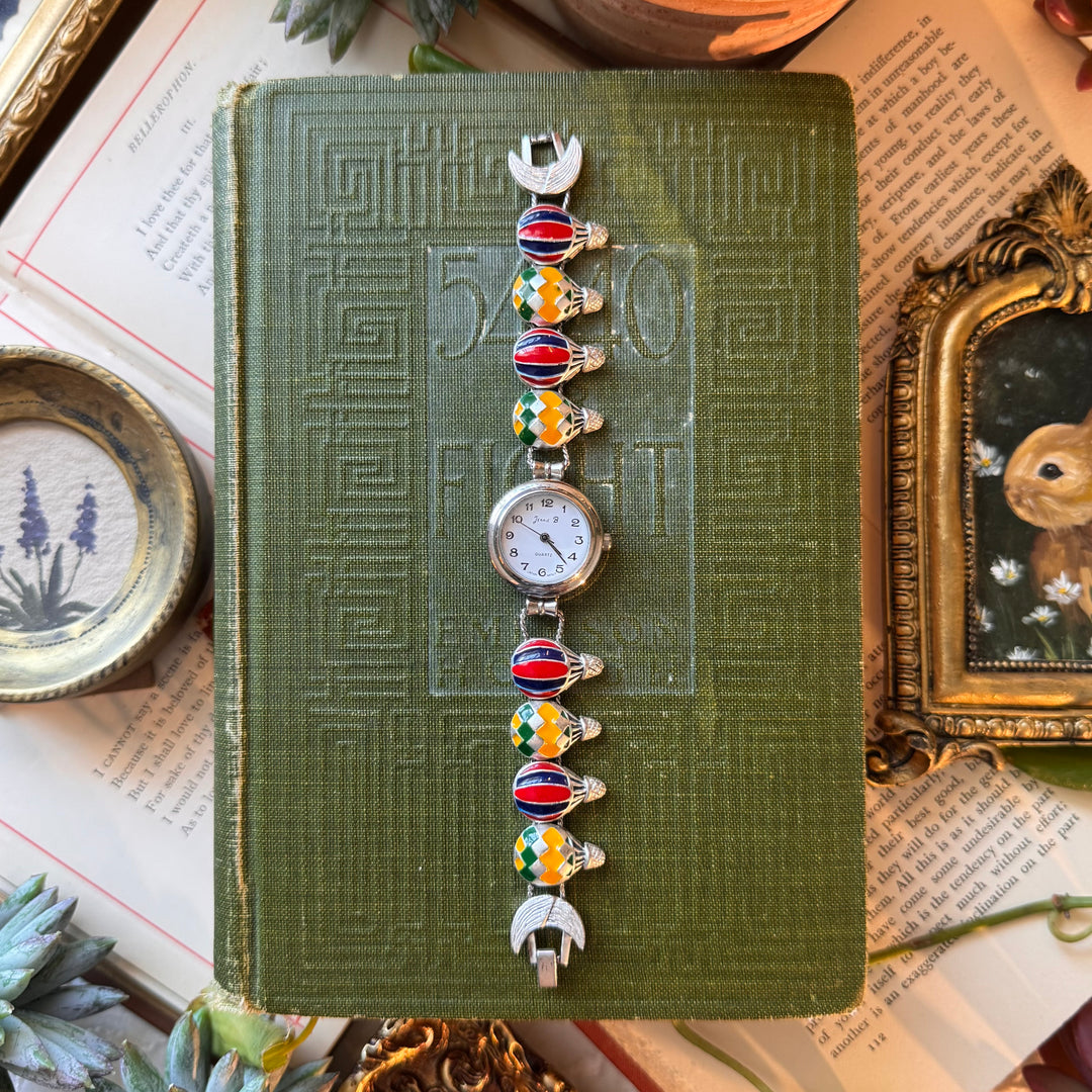 Repurposed Silver Air Balloon Charm Watch