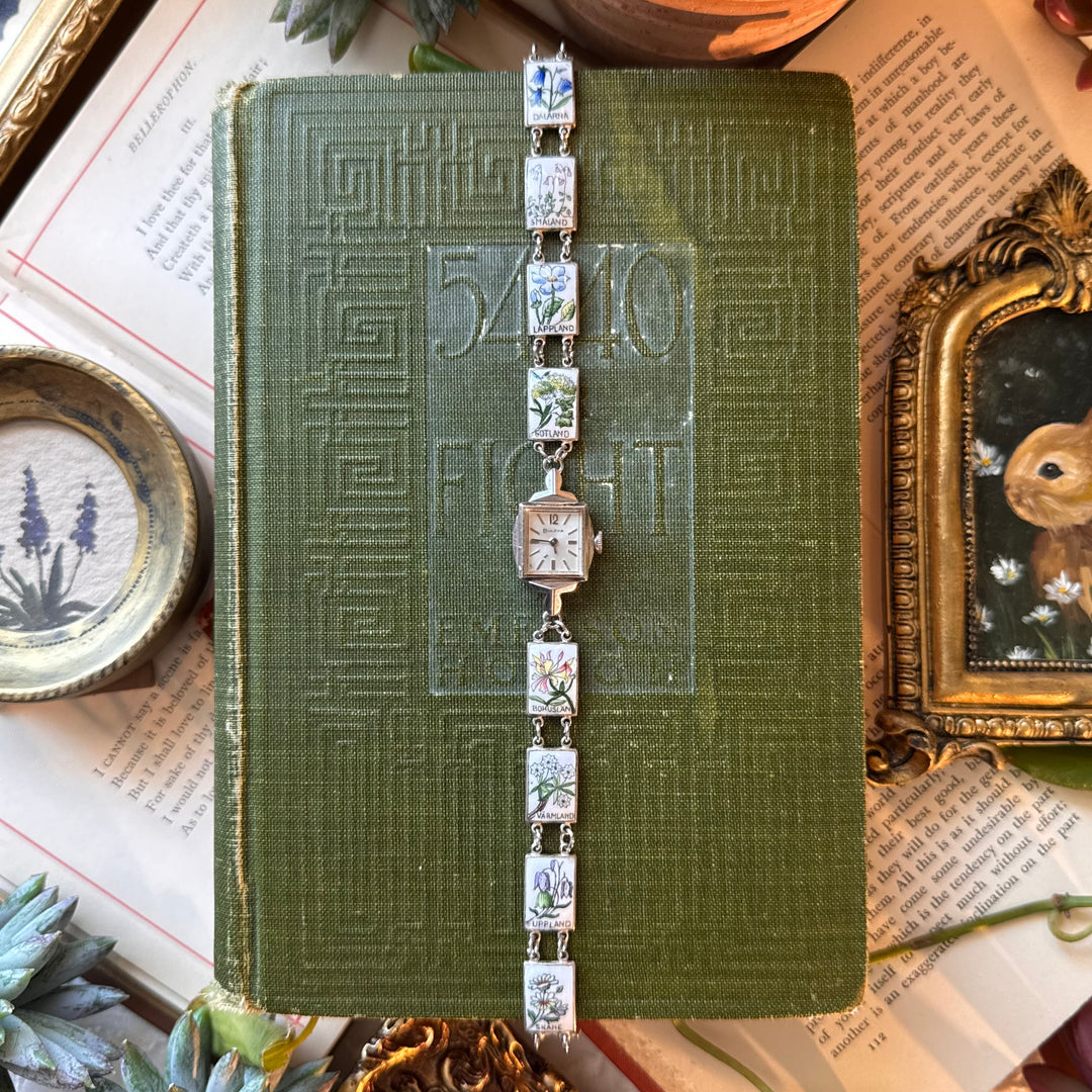 Repurposed Silver Flower Enamel Watch