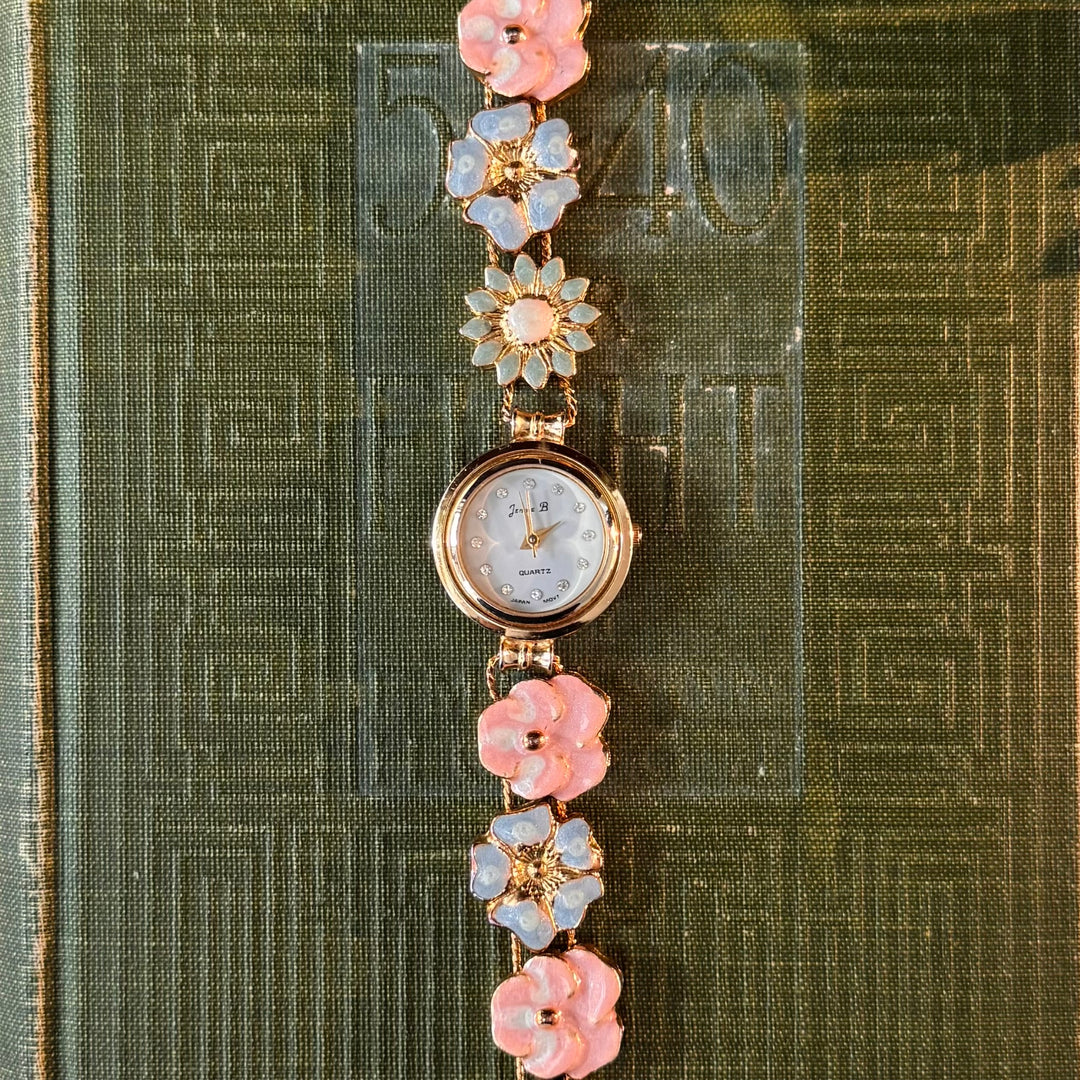 Rare Gold Pastel Flower Charm Watch