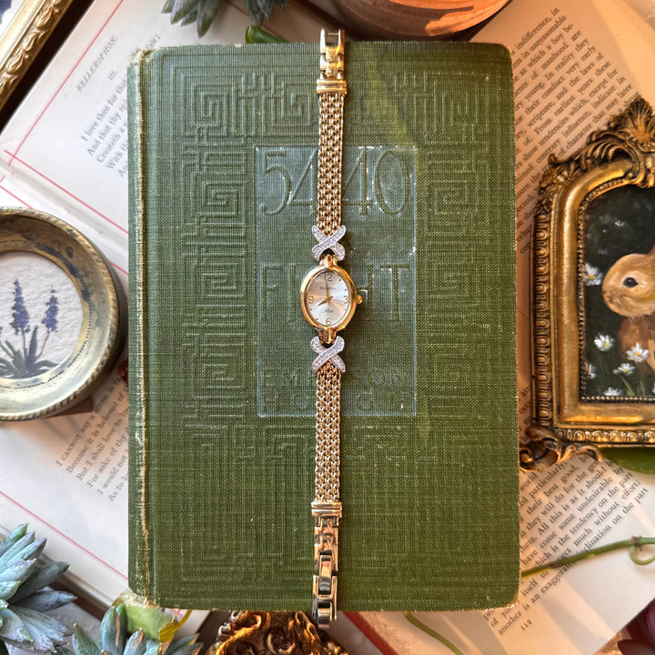 Gold Watch with Rhinestones